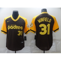 Men's San Diego Padres #31 Dave Winfield Brown Cooperstown Collection Stitched Throwback Jersey