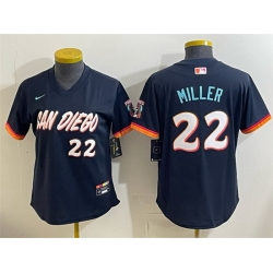 Women San Diego Padres  22 Mason Miller Obsidian 2026 City Connect Stadium Stitched Baseball Jersey  