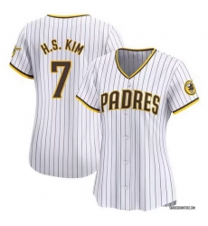 Women San Diego Padres 7 Ha Seong Kim White Stitched White Jersey