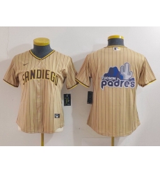 Women San Diego Padres Tan Team Big Logo Stitched Baseball Jersey