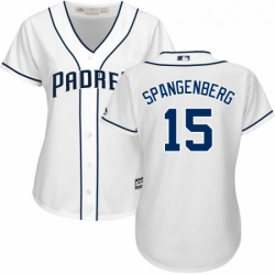 Womens Majestic San Diego Padres 15 Cory Spangenberg Replica White Home Cool Base MLB Jersey