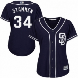 Womens Majestic San Diego Padres 34 Craig Stammen Replica Navy Blue Alternate 1 Cool Base MLB Jersey 