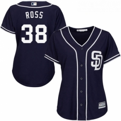 Womens Majestic San Diego Padres 38 Tyson Ross Replica Navy Blue Alternate 1 Cool Base MLB Jersey 