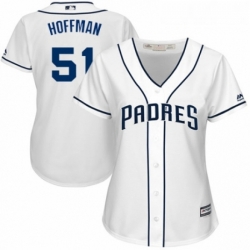 Womens Majestic San Diego Padres 51 Trevor Hoffman Replica White Home Cool Base MLB Jersey 