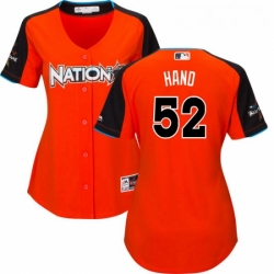 Womens Majestic San Diego Padres 52 Brad Hand Replica Orange National League 2017 MLB All Star Cool Base MLB Jersey 