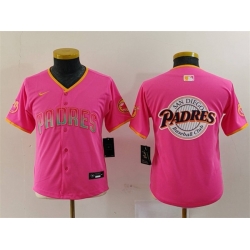 Youth San Diego Padres Team Big Logo Pink Stitched Baseball Jersey 1