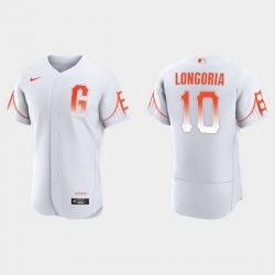 Men San Francisco Giants 10 Evan Longoria Men 2021 City Connect Authentic White Jersey