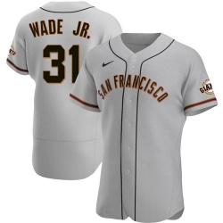 Men San Francisco Giants 31 LaMonte Wade Jr Grey 2021 Road Player Jersey