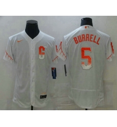 Men San Francisco Giants 5 Pat Burrell White 2021 City Connect Stitched MLB Flex Base Nike Jersey