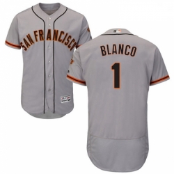 Mens Majestic San Francisco Giants 1 Gregor Blanco Grey Road Flex Base Authentic Collection MLB Jersey