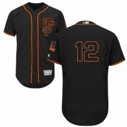 Mens Majestic San Francisco Giants 12 Joe Panik Black Alternate Flex Base Authentic Collection MLB Jersey