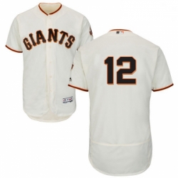 Mens Majestic San Francisco Giants 12 Joe Panik Cream Home Flex Base Authentic Collection MLB Jersey