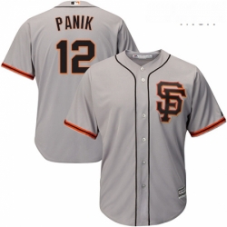 Mens Majestic San Francisco Giants 12 Joe Panik Replica Grey Road 2 Cool Base MLB Jersey