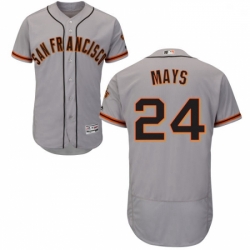 Mens Majestic San Francisco Giants 24 Willie Mays Grey Road Flex Base Authentic Collection MLB Jersey