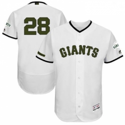 Mens Majestic San Francisco Giants 28 Buster Posey White Memorial Day Authentic Collection MLB Jersey Flex Base