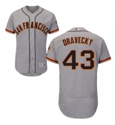 Mens Majestic San Francisco Giants 43 Dave Dravecky Grey Road Flex Base Authentic Collection MLB Jersey