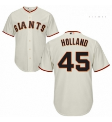 Mens Majestic San Francisco Giants 45 Derek Holland Replica Cream Home Cool Base MLB Jersey 