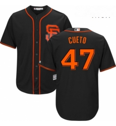 Mens Majestic San Francisco Giants 47 Johnny Cueto Replica Black Alternate Cool Base MLB Jersey