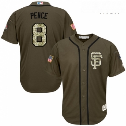 Mens Majestic San Francisco Giants 8 Hunter Pence Replica Green Salute to Service MLB Jersey