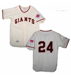 Mens Mitchell and Ness San Francisco Giants 24 Willie Mays Replica Cream 1951 Throwback MLB Jersey