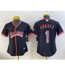 Women San Francisco Giants  1 Luis Arraez Black 2026 Alternate Stadium Stitched Baseball Jersey  