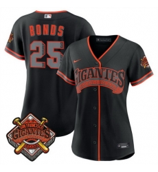 Women San Francisco Giants  25 Barry Bonds Black 2026 Alternate Stadium Stitched Baseball Jersey  