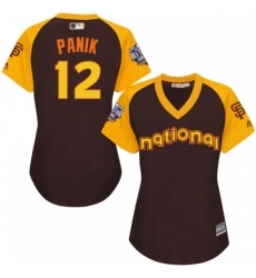 Womens Majestic San Francisco Giants 12 Joe Panik Authentic Brown 2016 All Star National League BP Cool Base MLB Jersey