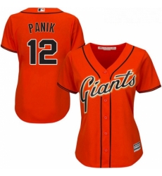 Womens Majestic San Francisco Giants 12 Joe Panik Replica Orange Alternate Cool Base MLB Jersey