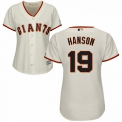 Womens Majestic San Francisco Giants 19 Alen Hanson Replica Cream Home Cool Base MLB Jersey 