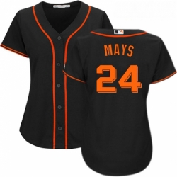 Womens Majestic San Francisco Giants 24 Willie Mays Authentic Black Alternate Cool Base MLB Jersey