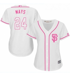 Womens Majestic San Francisco Giants 24 Willie Mays Authentic White Fashion Cool Base MLB Jersey