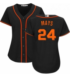 Womens Majestic San Francisco Giants 24 Willie Mays Replica Black Alternate Cool Base MLB Jersey