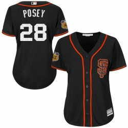 Womens Majestic San Francisco Giants 28 Buster Posey Authentic Black 2017 Spring Training Cool Base MLB Jersey