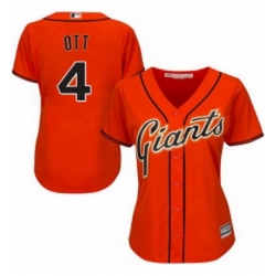 Womens Majestic San Francisco Giants 4 Mel Ott Authentic Orange Alternate Cool Base MLB Jersey