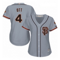 Womens Majestic San Francisco Giants 4 Mel Ott Replica Grey Road 2 Cool Base MLB Jersey