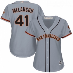 Womens Majestic San Francisco Giants 41 Mark Melancon Replica Grey Road 2 Cool Base MLB Jersey