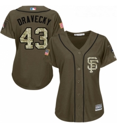 Womens Majestic San Francisco Giants 43 Dave Dravecky Replica Green Salute to Service MLB Jersey