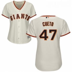 Womens Majestic San Francisco Giants 47 Johnny Cueto Replica Cream Home Cool Base MLB Jersey