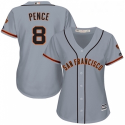 Womens Majestic San Francisco Giants 8 Hunter Pence Authentic Grey Road Cool Base MLB Jersey