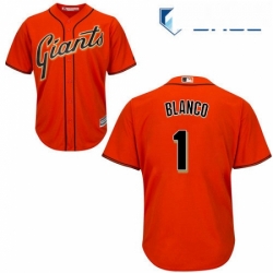 Youth Majestic San Francisco Giants 1 Gregor Blanco Replica Orange Alternate Cool Base MLB Jersey 