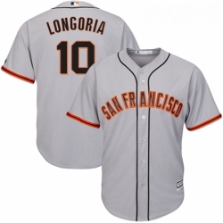 Youth Majestic San Francisco Giants 10 Evan Longoria Authentic Grey Road Cool Base MLB Jersey 