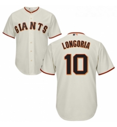 Youth Majestic San Francisco Giants 10 Evan Longoria Replica Cream Home Cool Base MLB Jersey 