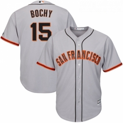 Youth Majestic San Francisco Giants 15 Bruce Bochy Replica Grey Road Cool Base MLB Jersey