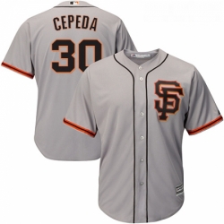 Youth Majestic San Francisco Giants 30 Orlando Cepeda Replica Grey Road 2 Cool Base MLB Jersey