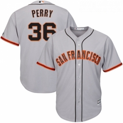 Youth Majestic San Francisco Giants 36 Gaylord Perry Replica Grey Road Cool Base MLB Jersey