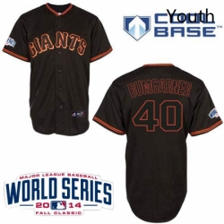 Youth Majestic San Francisco Giants 40 Madison Bumgarner Authentic Black Cool Base w2014 World Series Patch MLB Jersey