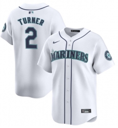 Men Seattle Mariners 2 Justin Turner White 2024 Home Limited Stitched Jersey