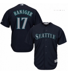 Mens Majestic Seattle Mariners 17 Mitch Haniger Replica Navy Blue Alternate 2 Cool Base MLB Jersey 