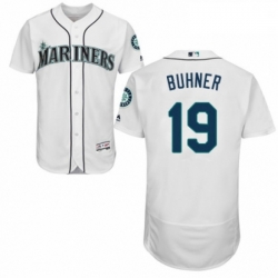 Mens Majestic Seattle Mariners 19 Jay Buhner White Home Flex Base Authentic Collection MLB Jersey