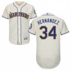 Mens Majestic Seattle Mariners 34 Felix Hernandez Cream Alternate Flex Base Authentic Collection MLB Jersey